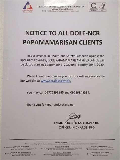 dole papamamarisan|DOLE NCR PAPAMAMARISAN Field Office, 4/F Rudgen Bldg. 2, No. 17 S.